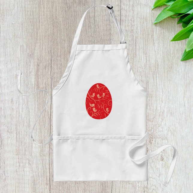 Red Easter Egg with Birds Pattern Standard Apron (Creator Uploaded)