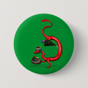 Red Eastern Dragon 6 Cm Round Badge