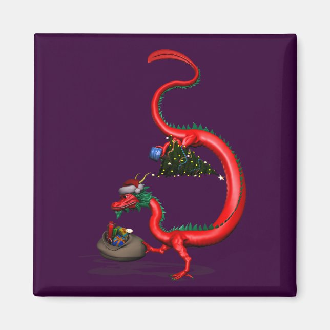 Red Eastern Dragon Magnet (Front)