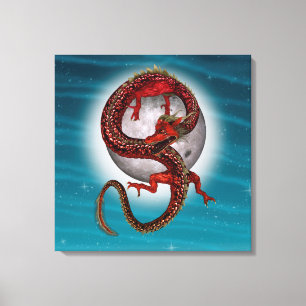 Red Eastern Dragon - Mythical Fantasy Creature Canvas Print