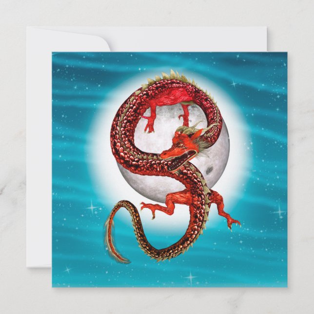Red Eastern Dragon - Mythical Fantasy Creature Card (Front)