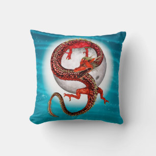Red Eastern Dragon - Mythical Fantasy Creature Cushion