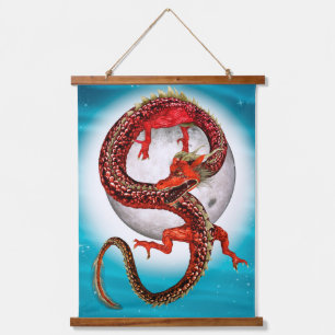Red Eastern Dragon - Mythical Fantasy Creature Hanging Tapestry