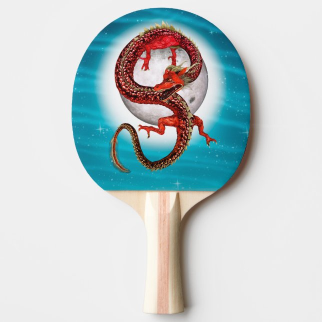 Red Eastern Dragon - Mythical Fantasy Creature Ping Pong Paddle (Front)