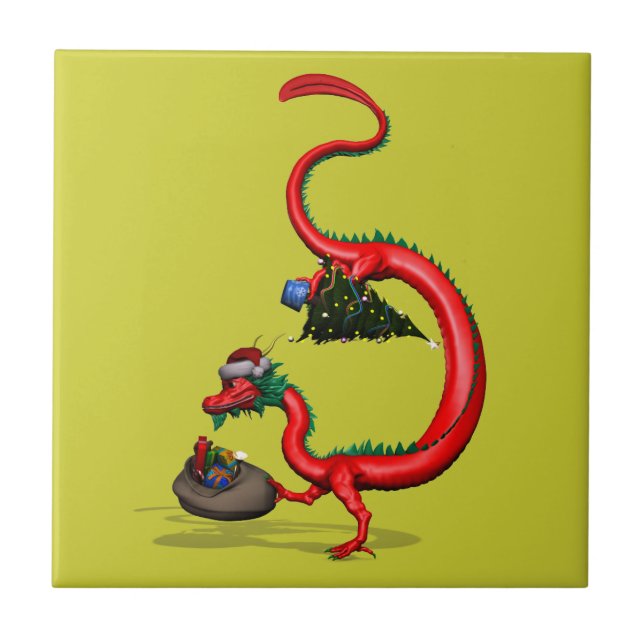 Red Eastern Dragon Tile (Front)