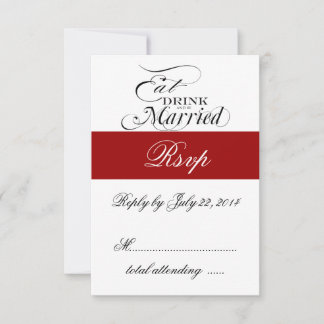 Red Eat, Drink, Be Married Wedding RSVP Card