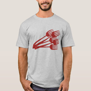 red eating dinner dining forks t-shirt apparel