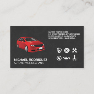 Red Economy Car   Auto Services Business Card