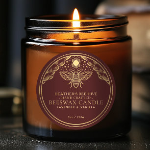 Red Editable Witchy Tarot Honeybee Candle Label