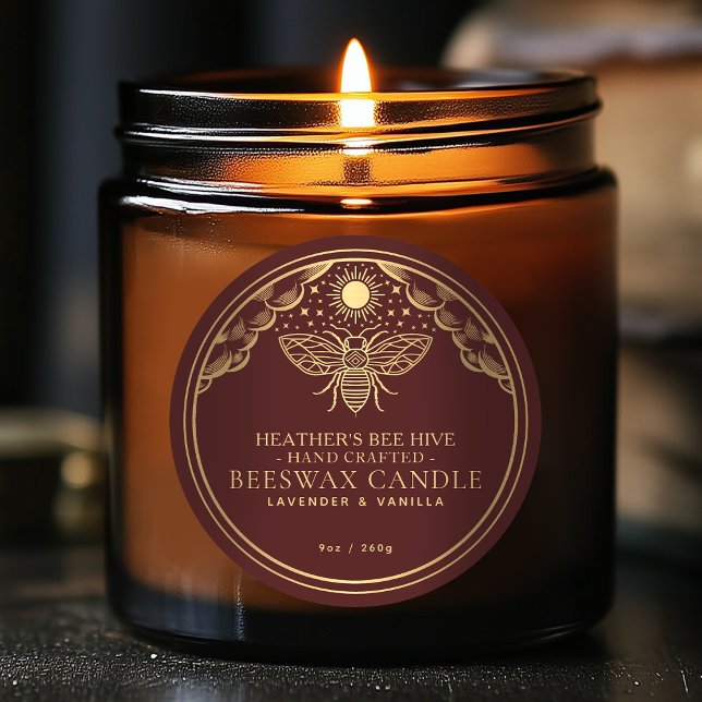 Red Editable Witchy Tarot Honeybee Candle Label (Creator Uploaded)