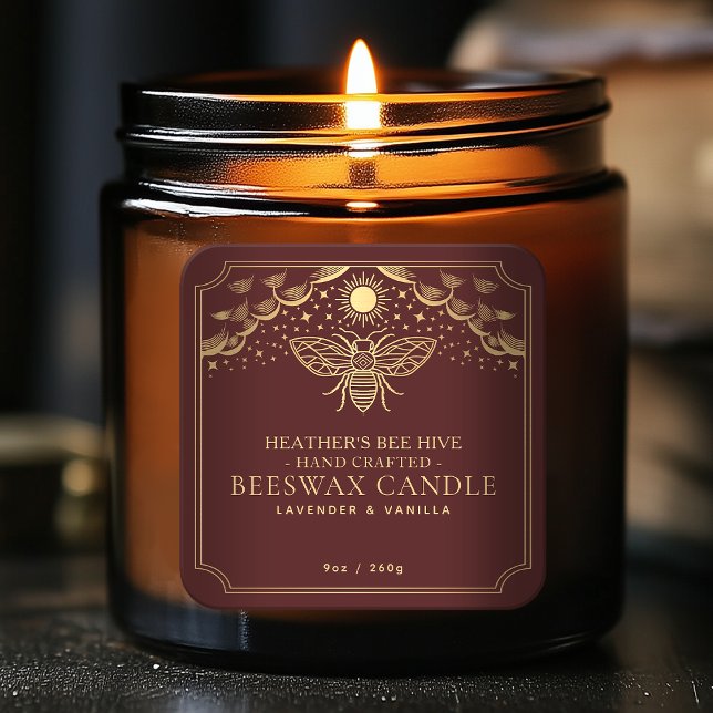 Red Editable Witchy Tarot Honeybee Candle Label (Creator Uploaded)