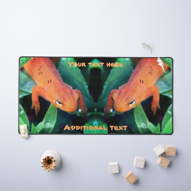 Red Eft Salamander Raindrop On Eye Personalised  Desk Mat (Kids Table)