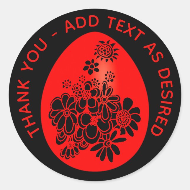 Red EGG Ginger Party Sticker Red Black Customised (Front)