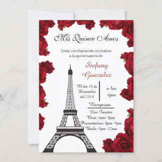Red eiffel tower paris invitation