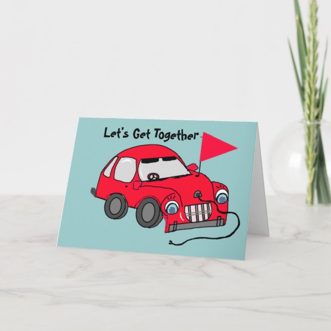 Red Electric Car Birthday Card (Front)