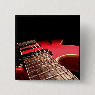 Red Electric Guitar 15 Cm Square Badge