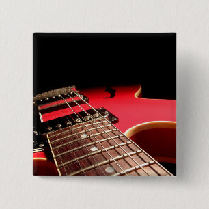 Red Electric Guitar 15 Cm Square Badge