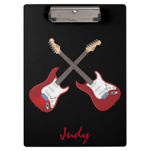 Red Electric Guitars Personalised Clipboard