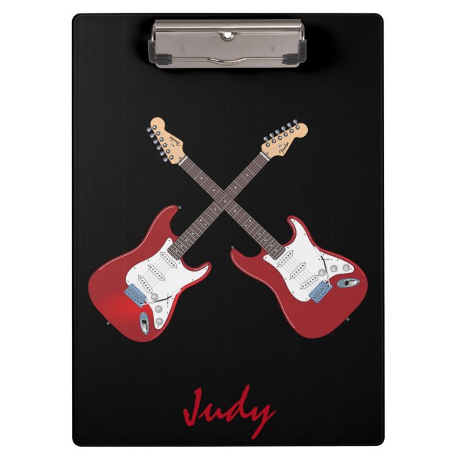 Red Electric Guitars | Personalised Clipboard (Front)