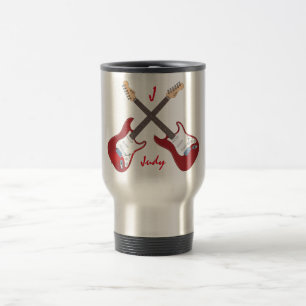 Red Electric Guitars Personalised Travel Mug