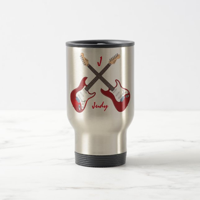 Red Electric Guitars | Personalised Travel Mug (Center)