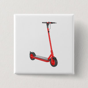 Red electric scooter 15 cm square badge