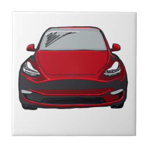 Red Electric Vehicle SUV Car Drawing Tile
