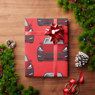 Red Electric Vehicle SUV Car Red Background Wrapping Paper