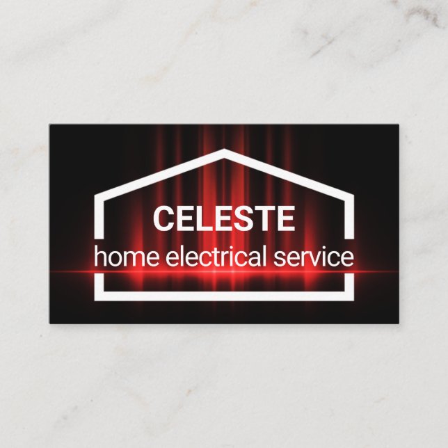 Red Electric Wave Powers Home Business Card (Front)