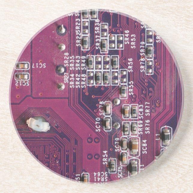 Red Electronic Circuit Board Coaster (Front)