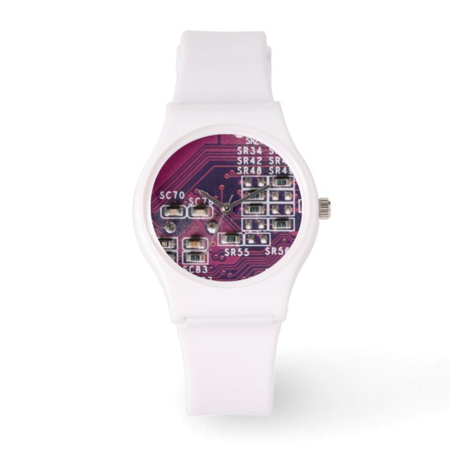 Red Electronic Circuit Board Watch (Front)