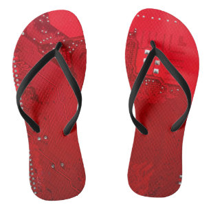 red electronic circuit motherboard pattern texture flip flops