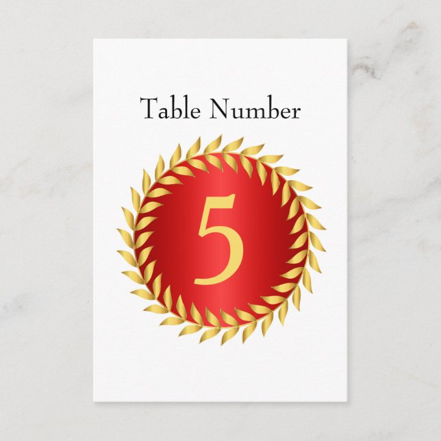 Red Elegance Monogram Table Number (Front)