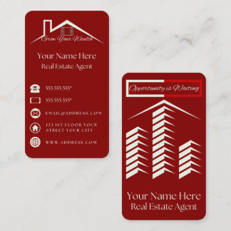 Red Elegant Business Card For Real Estate Agents