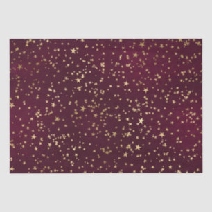 Red Elegant Celestial Starry Gold Stars Design Tissue Paper