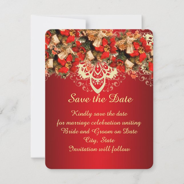 Red Elegant Christmas Wishes Save the date (Front)