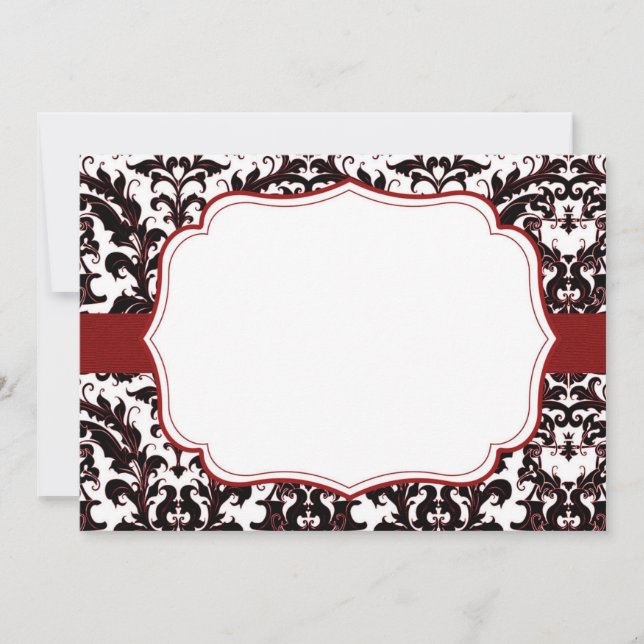 Red Elegant Damask Customisable Invitation (Front)