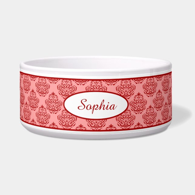 Red Elegant Damask Pattern With Custom Name (Front)