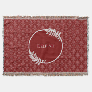Red Elegant Damask Personalised Throw Blanket