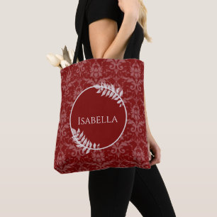 Red Elegant Damask Personalised Tote Bag