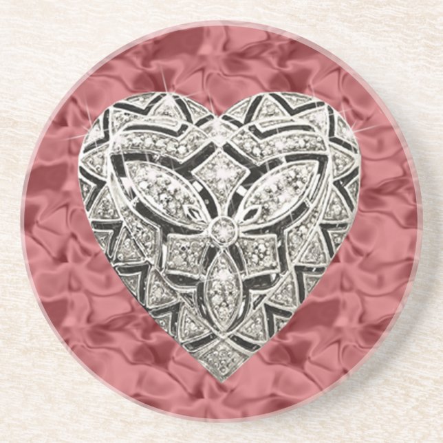 Red Elegant Designer Heart Coaster (Front)
