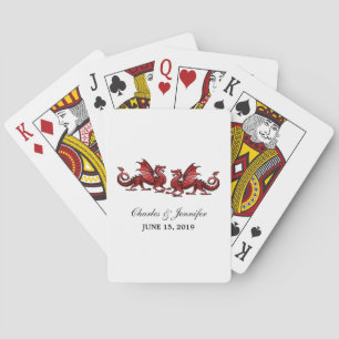 Red Elegant Dragons Playing Cards