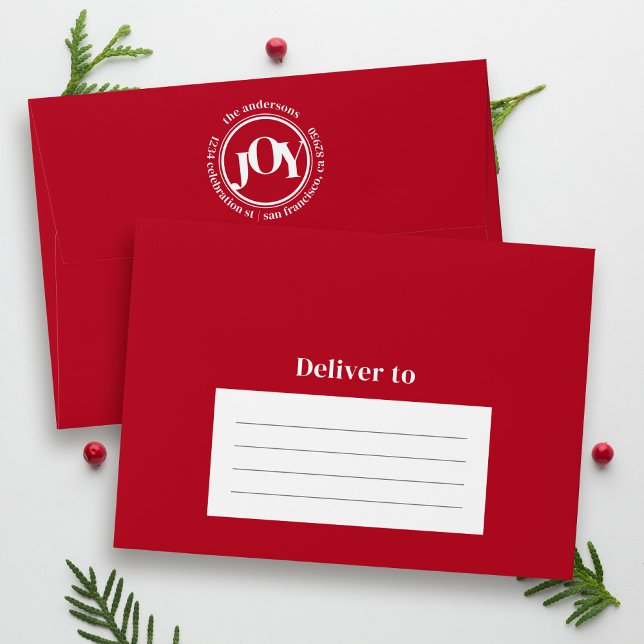 Red Elegant Festive Christmas Return Address Envelope (Creator Uploaded)