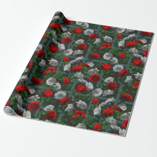 Red Elegant Floral Roses Wrapping Paper