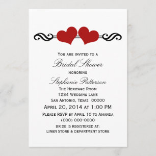 Red Elegant Hearts Bridal Shower Invite