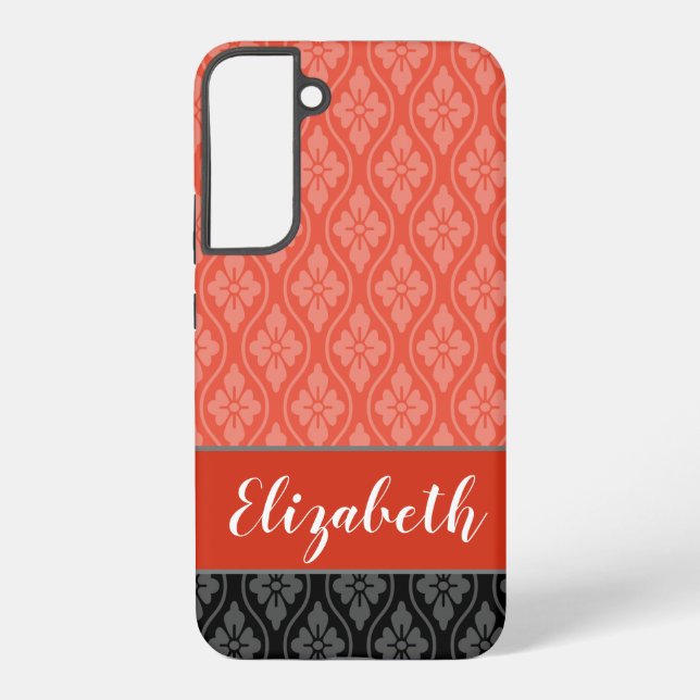Red Elegant Japanese Tatewaku Pattern Samsung Galaxy S22+ Case (Back)