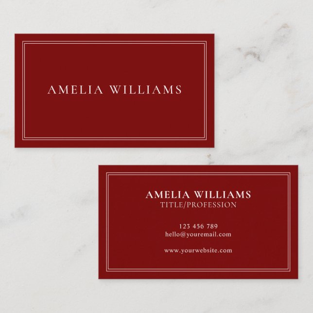 Red Elegant Minimalist Professional Business Card (Front/Back)