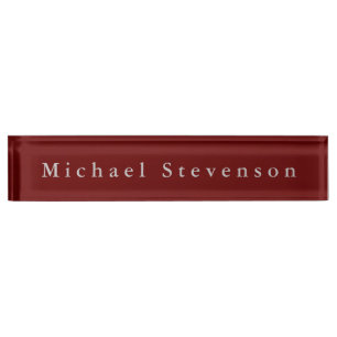 Red Elegant Modern Desk Nameplate