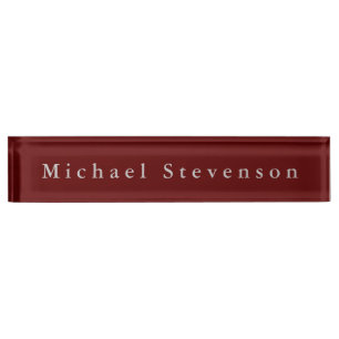 Red Elegant Modern Desk Nameplate