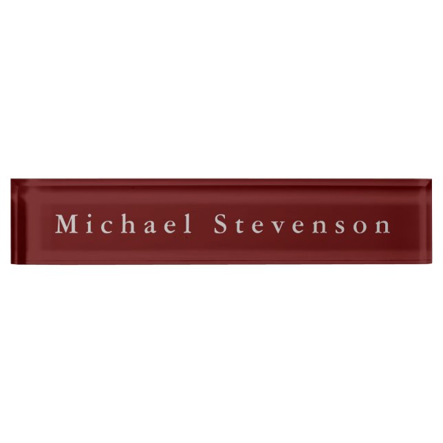 Red Elegant Modern Desk Nameplate (Front)